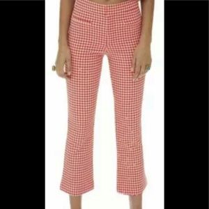 ZARA RED GINGHAM MINI FLARED TROUSER PANT HIGH WAISTED Sz XS,S and XL NWT.